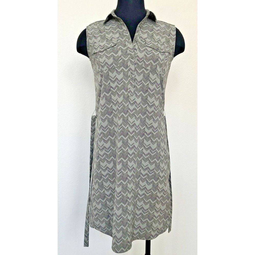 Eddie Bauer‎ Athleisure Dress Olive Green Purple Geometric AOP Stretch Travel XS - Picture 9 of 16
